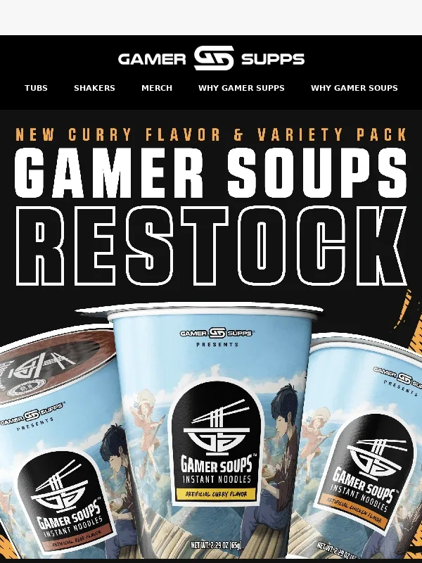 Gamer Supps - NEW RAMEN FLAVOR + GAMER S?UPS RESTOCK