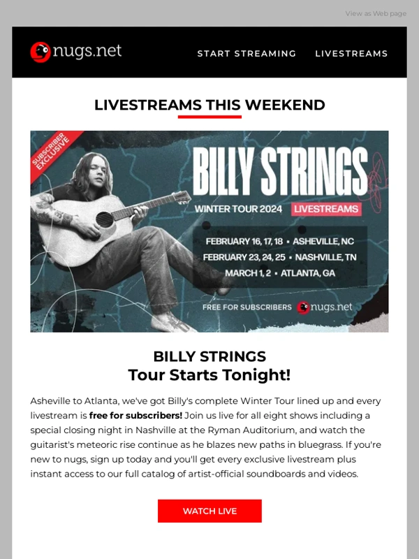 Nugs - ? Billy Strings & UM tonight ? New Orebolo,White Stripes,&
