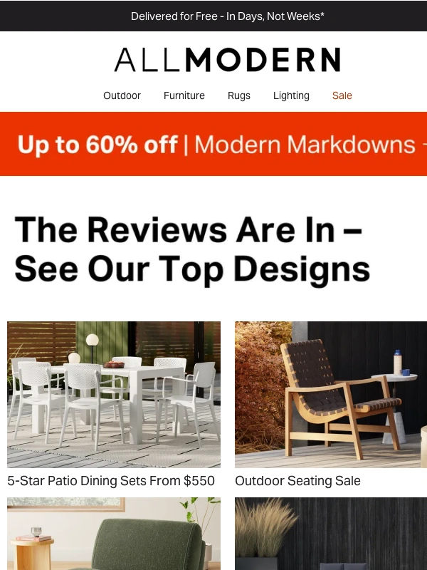 All Modern - 5-star patio dining sets → starting at $550