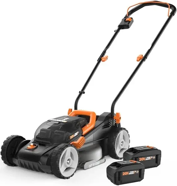 Worx WG779.1 40V Power Share 4.0Ah 14 inch Cordless Lawn Mower with 2 Batteries and Charger Included