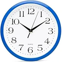 Bernhard Products 10 Inch Blue Quartz Analog Wall Clock (Blue)