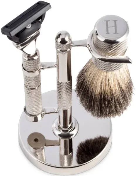 Bey-Berk Men's Monogrammed Razor & Brush Set