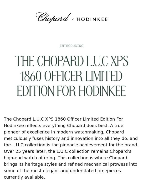 HODINKEE - Available Now - The Chopard L.U.C XPS 1860 Officer Limited Edition For Hodinkee