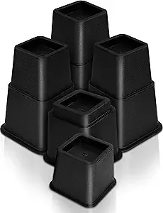 Utopia Bedding - Adjustable Bed Risers 3, 5, 8 Inch – Heavy Duty Furniture Riser Set of 4 for Beds, Couch & Desk – Under Bed Storage & Dorm Room Essential – Supports Up to 1,300 lbs – Black