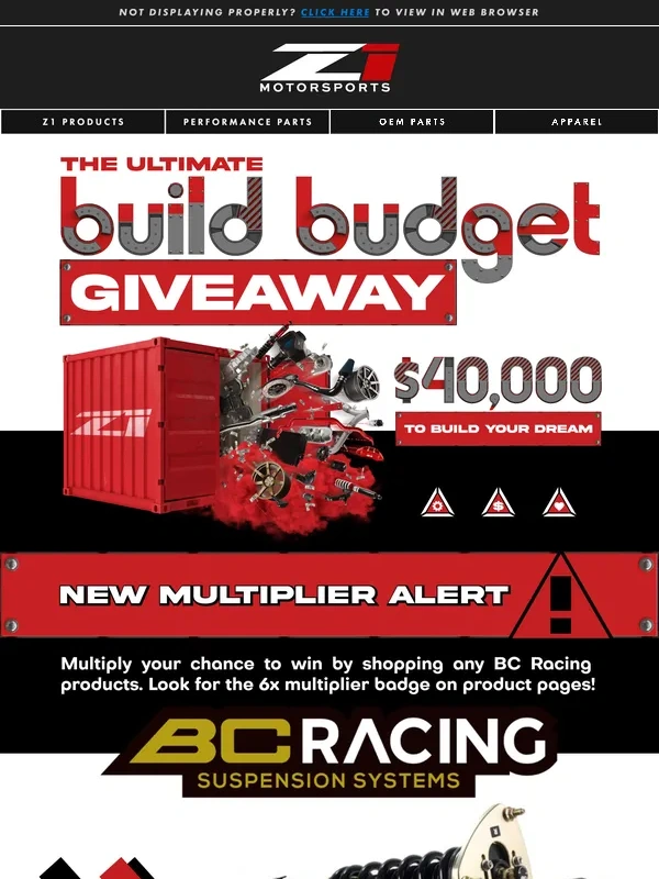 Z1 Motorsports - NEW MULTIPLIER ALERT! BC Racing | THE ULTIMATE BUILD BUDGET GIVEAWAY