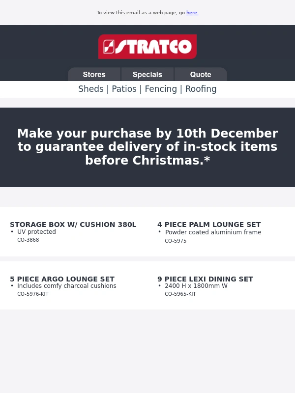 Stratco - New Catalogue Holiday Deals: Save On Furniture & Decor This Christmas!