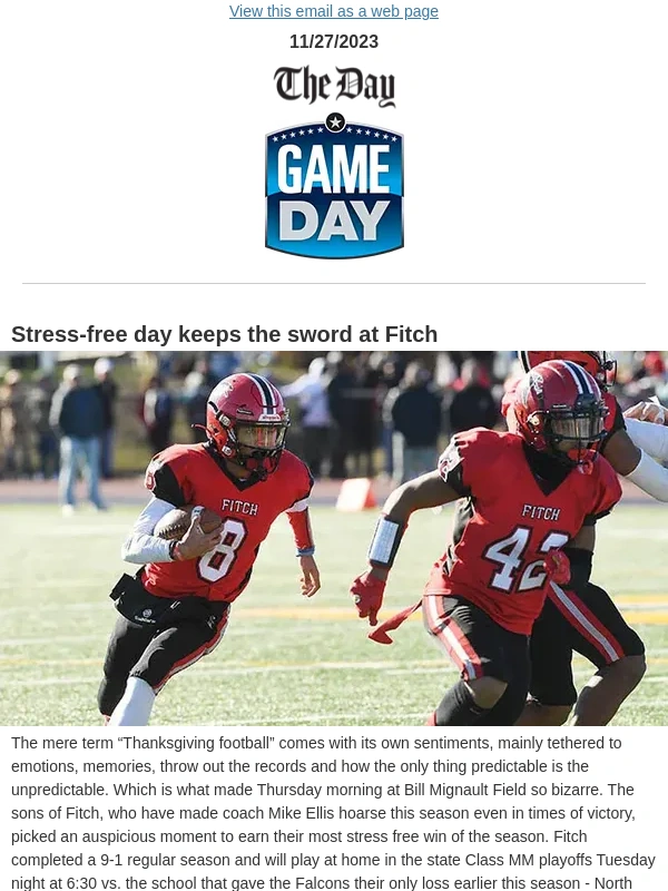 The Day - ?? Thanksgiving football and state playoffs