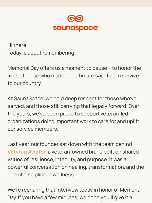 SaunaSpace - In honor of Memorial Day ??