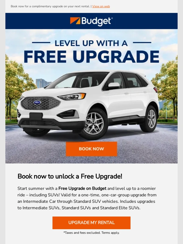 Budget - REMINDER: Kick off summer with a Free Upgrade – including SUVs!