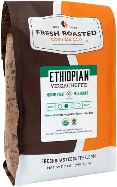 Fresh Roasted Coffee Fair Trade Organic Ethiopian Yirgacheffe