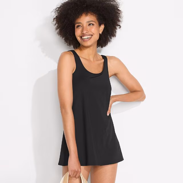 Lands' End Women's Scoop Neck Mini Swim Dress Swimsuit