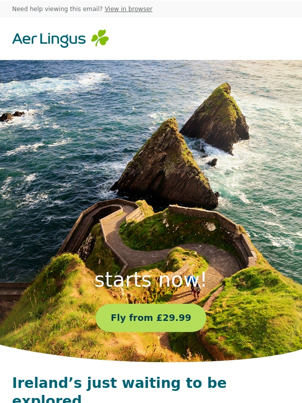 Aer Lingus - Scotland to Ireland this summer from £29.99
