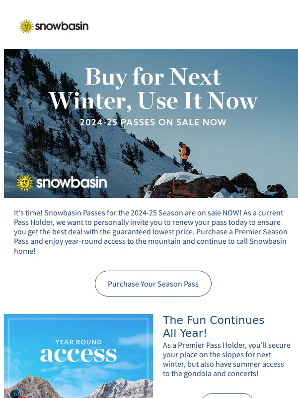 snowbasin - Snowbasin 2024-25 Season Passes are on Sale Now!