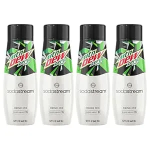 SodaStream - Mountain Dew Zero Sugar Drink Mix, 48mg/12oz, Makes 96 Servings, Pack of 4, 14.9 Fl Oz