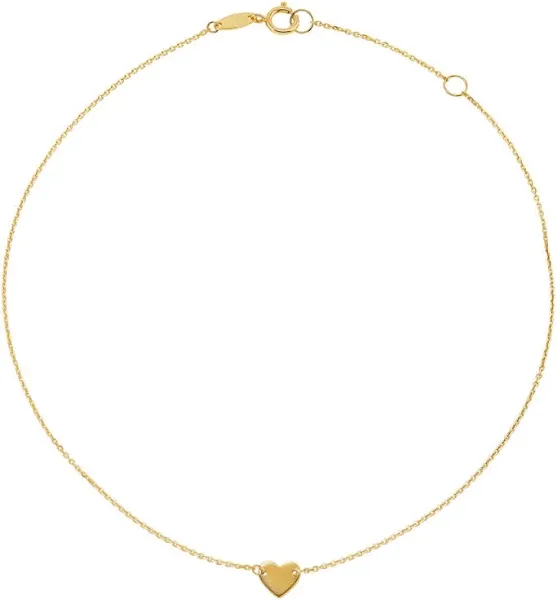 14K Yellow Gold Heart Anklet