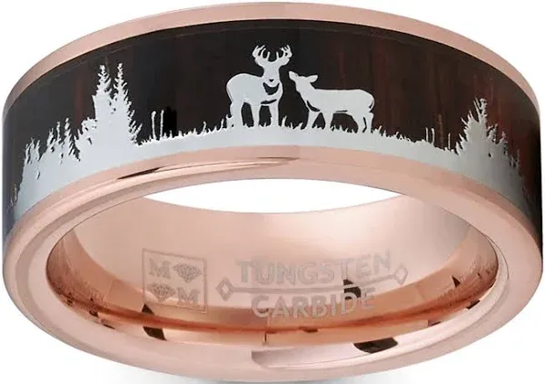 Men's Tungsten Wedding Band Ring with Wood Inlay