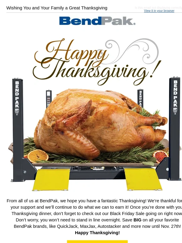 BendPak - Happy Thanksgiving from BendPak