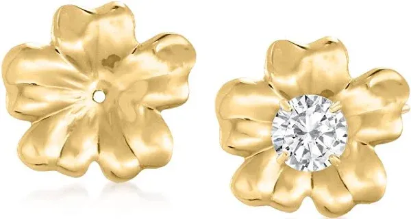 14kt Yellow Gold Flower Petal Earring Jacket