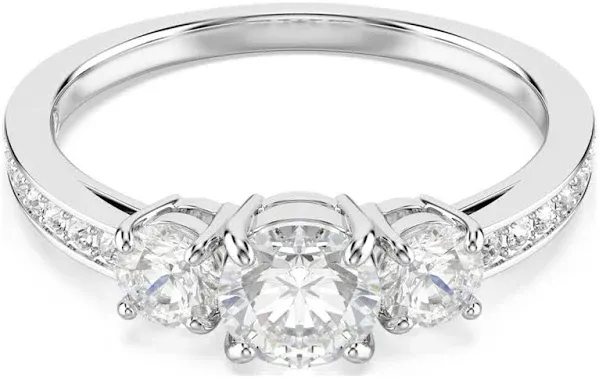 Swarovski Attract Trilogy Round Rhodium Plated Ring