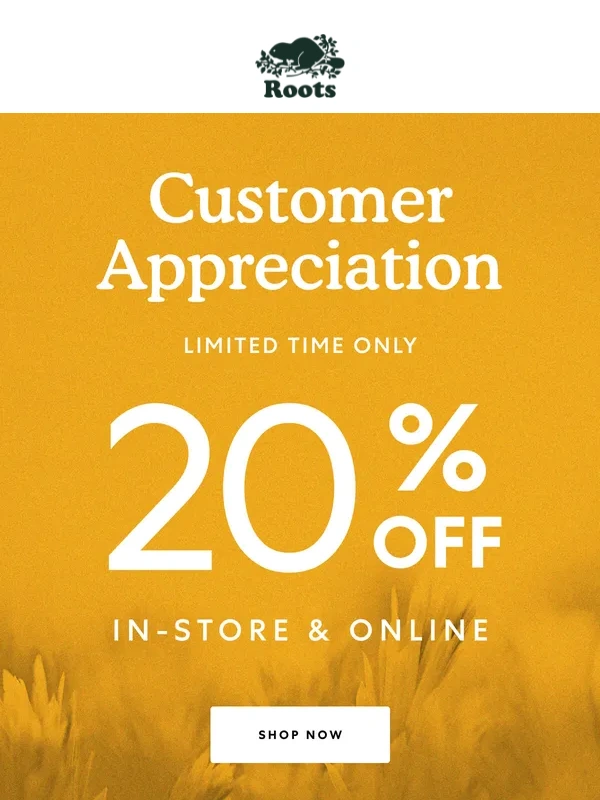 Roots - 20% OFF Starts NOW ?