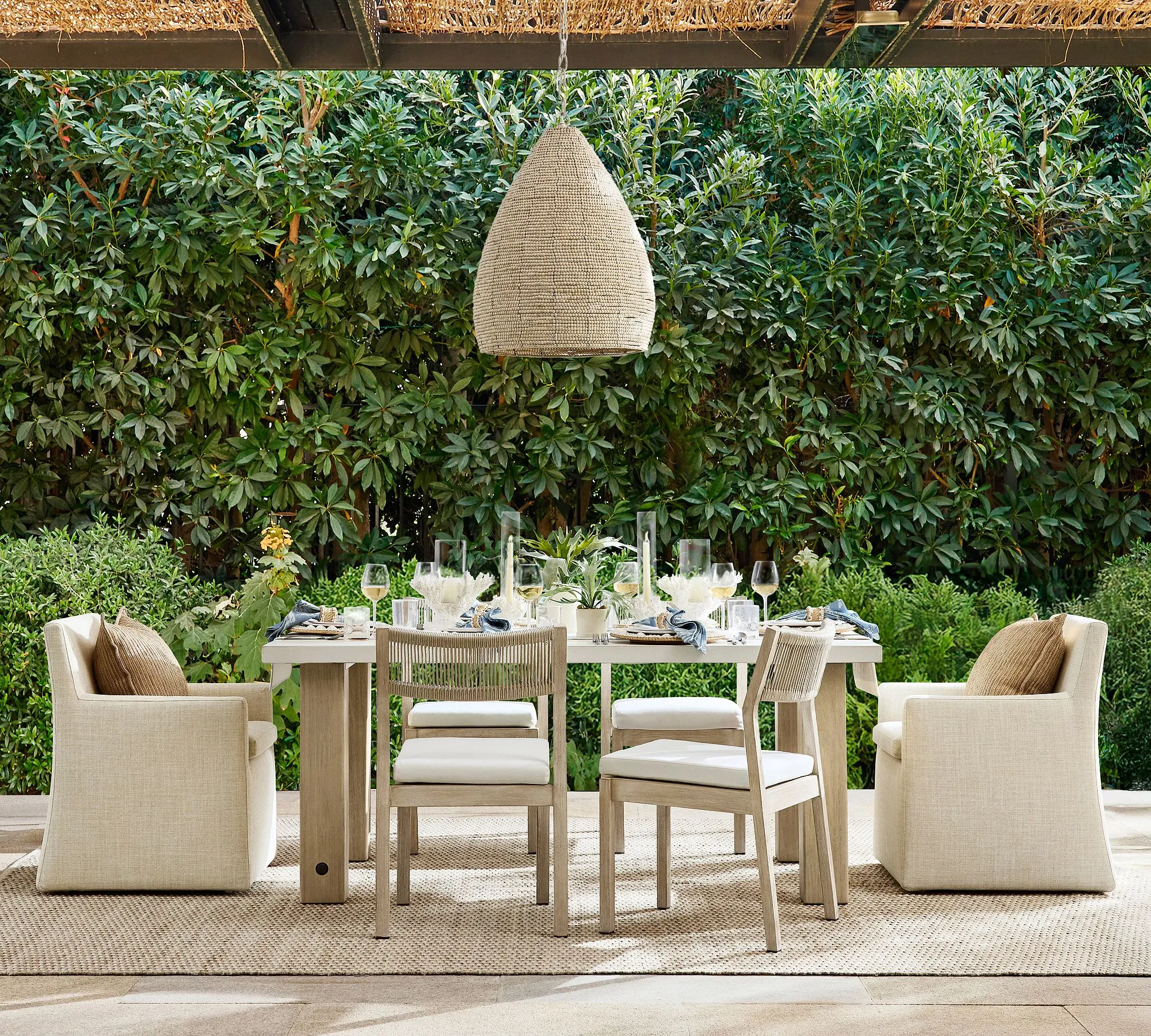 Abbott Concrete & Acacia Petite Chunky Leg Outdoor Dining Table (72")