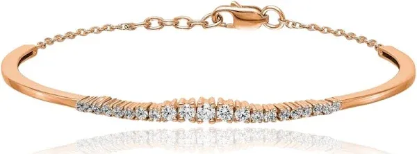 14K Rose Gold Graduated Lab Grown Diamond Bangle Bracelet