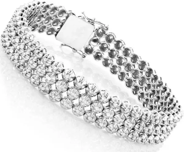 ItsHot 3 Row Men's Diamond Bracelet 4.75ct 10K Gold Tennis Bracelet Design