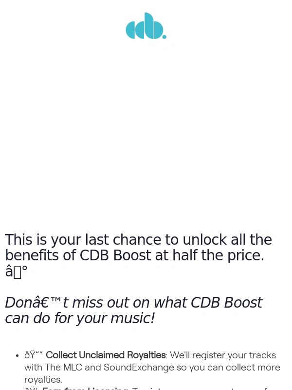 CD Baby - ⏳ Last Chance to get 50% off your next release