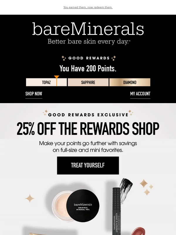 Bare Minerals - Starts now: maximize your points with 25% off rewards