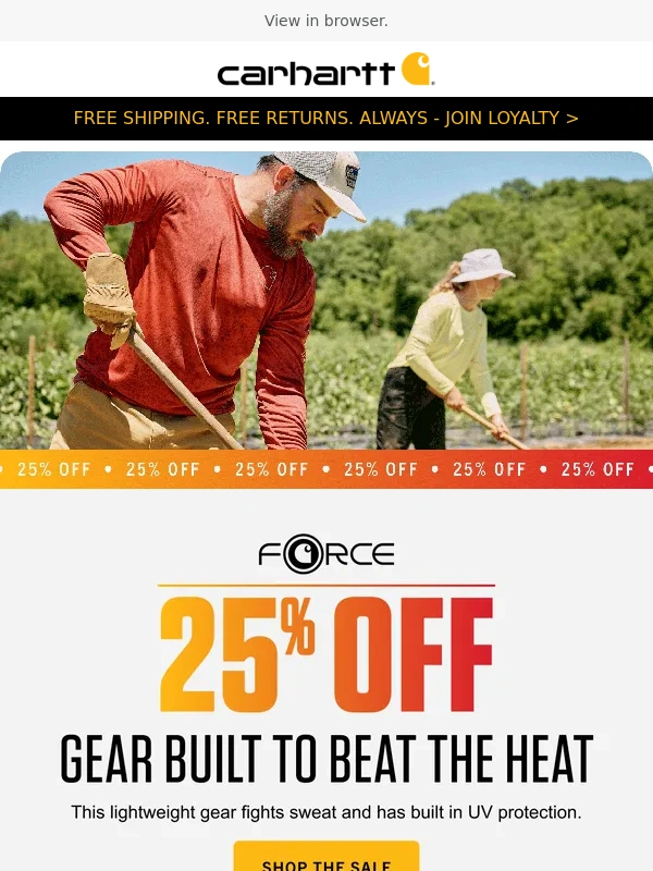Carhartt - ICYMI: 25% OFF our top hot weather gear