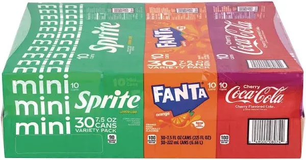 Coca-Cola Mini Cans Variety Pack 7.5 oz 30 Pack