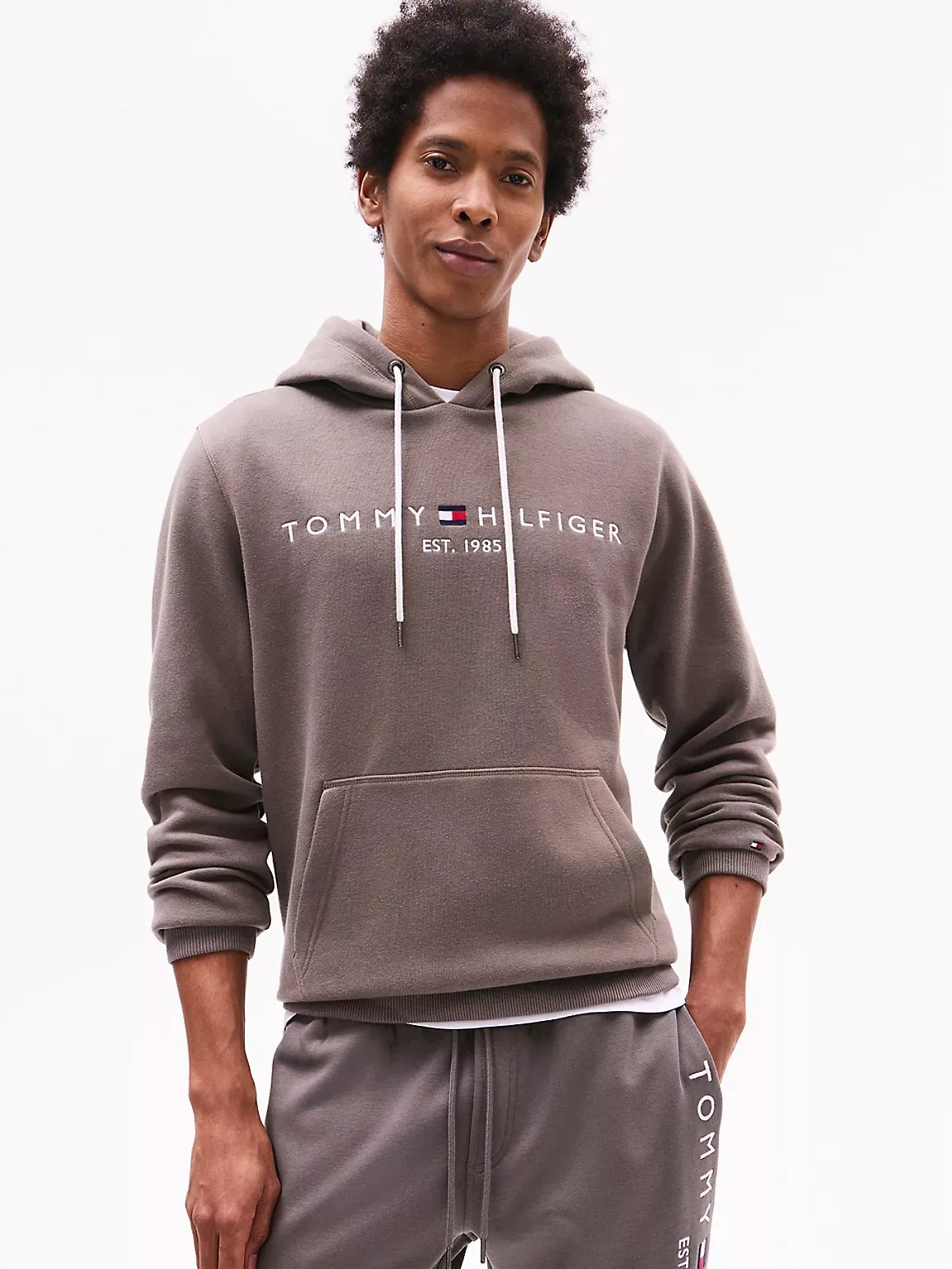Tommy Hilfiger Men's Embroidered Tommy Logo Hoodie - Beige - XS