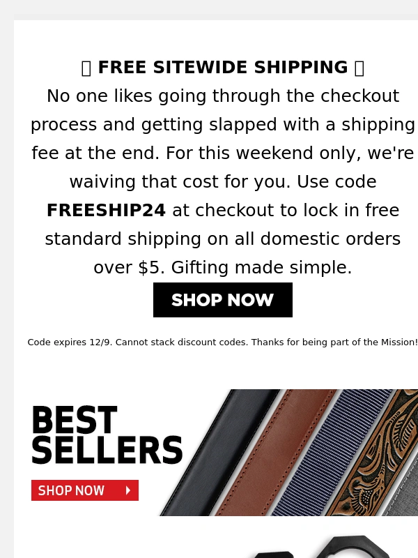Mission Belt - Free Shipping This Weekend Only - Starts Now