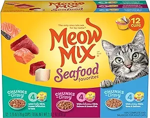[S&S] $4.79*: 12-Pack 2.75-Oz Meow Mix Wet Cat Food (Various) at Amazon
