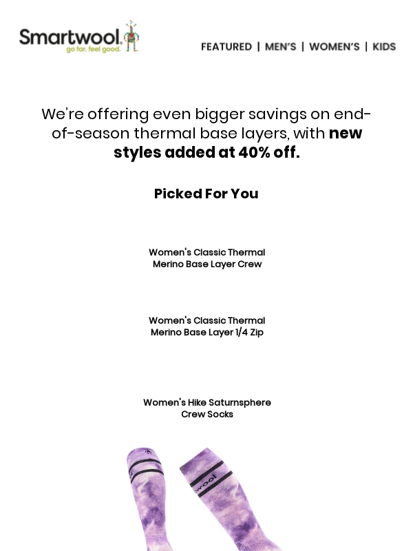 SmartWool - Bigger savings on base layers—now up to 40% off!