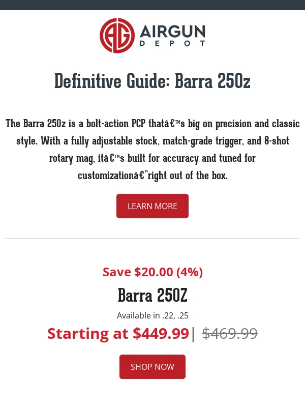 Airgun Depot - ?Definitive Guide: Barra 250z