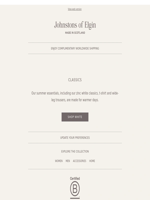 Johnstons of Elgin - Summer Classics | Zinc White Essentials