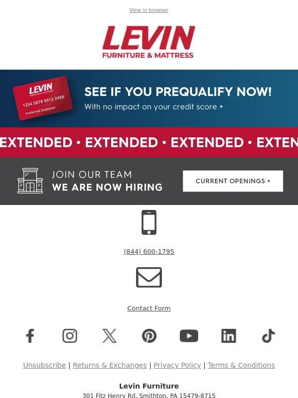 Levin Furniture - Extra 25% Off for Memorial Day — Extended! ☀️