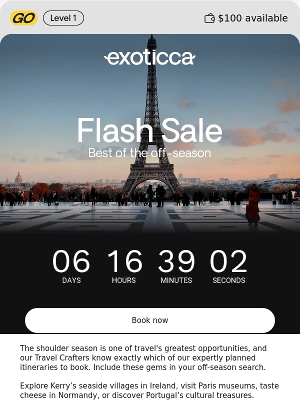 Exoticca - Flash Sale: 60% off the best of the off-season