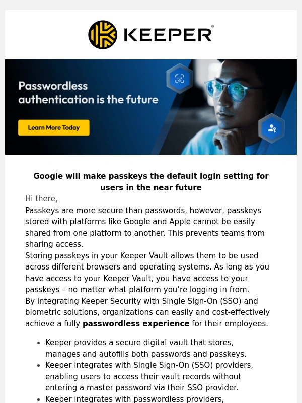 Keeper - Passkeys,SSO and a passwordless future