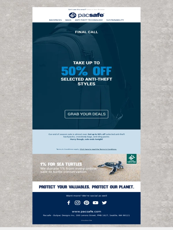 Pacsafe - ⏰ Final hours to save up to 50% off!