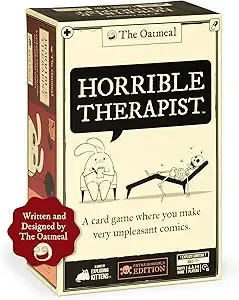 Exploding Kittens Horrible Therapist: Extra Horrible Edition 3-8 Players - Ages 17+ - 15 Minutes to Play - Comic Building Game - Party Game, Family Game Night, Card Game