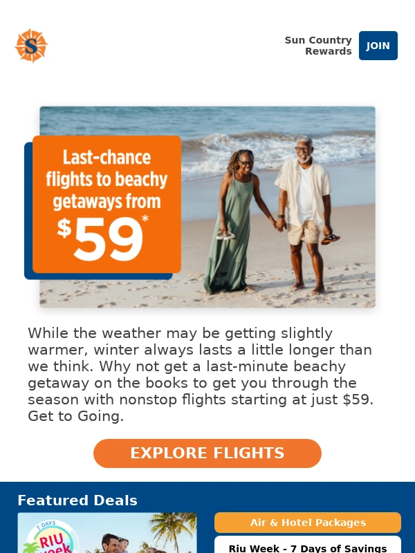 Sun Country - Last-chance beach getaways from $59*