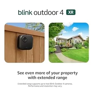 Blink Outdoor 4 XR (newest model) – two-year battery wireless camera with 4x security coverage, 1000 ft open-air range or 400 ft with typical use — 6 camera system
