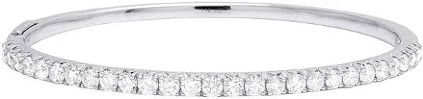 10K White Gold 1 Ct Diamond Cluster Bangle Bracelet