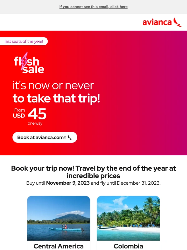Avianca - ⚡ Flash $ale Offers from USD 45 One Way! ?