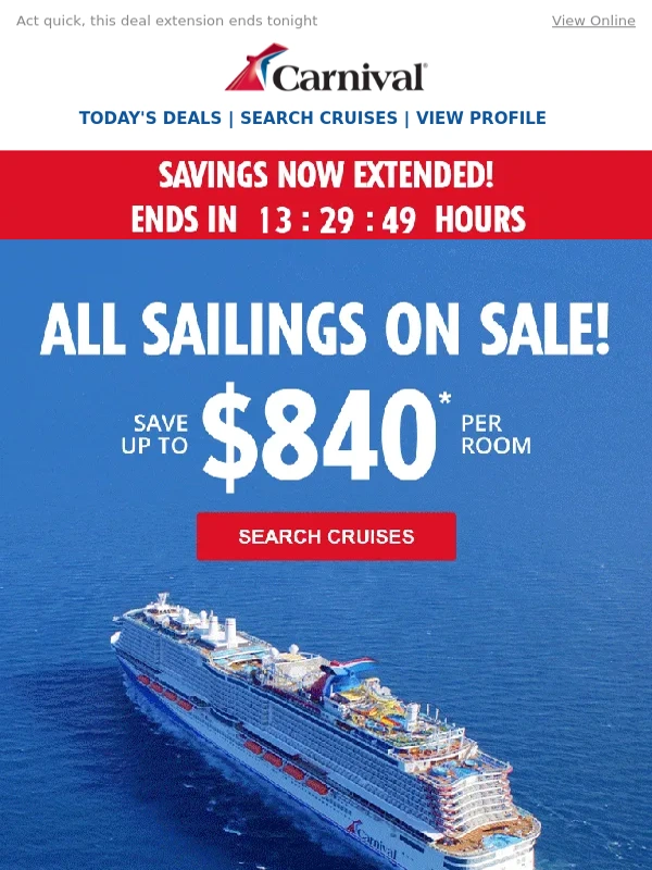 Carnival - Just In: Savings On All Sailings... EXTENDED❗