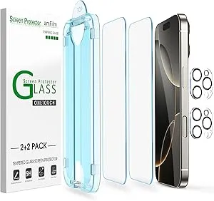 2-Pack amFilm OneTouch iPhone Screen Protectors for iPhone 16 / 15 (Various)