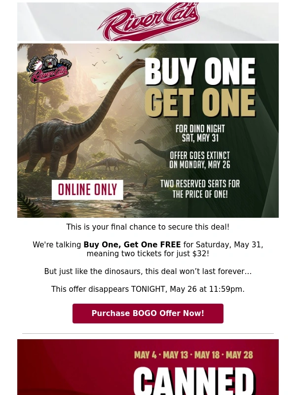 Ticketmaster - This deal’s about to fossilize... Our BOGO Offer ends TONIGHT! ⌛
