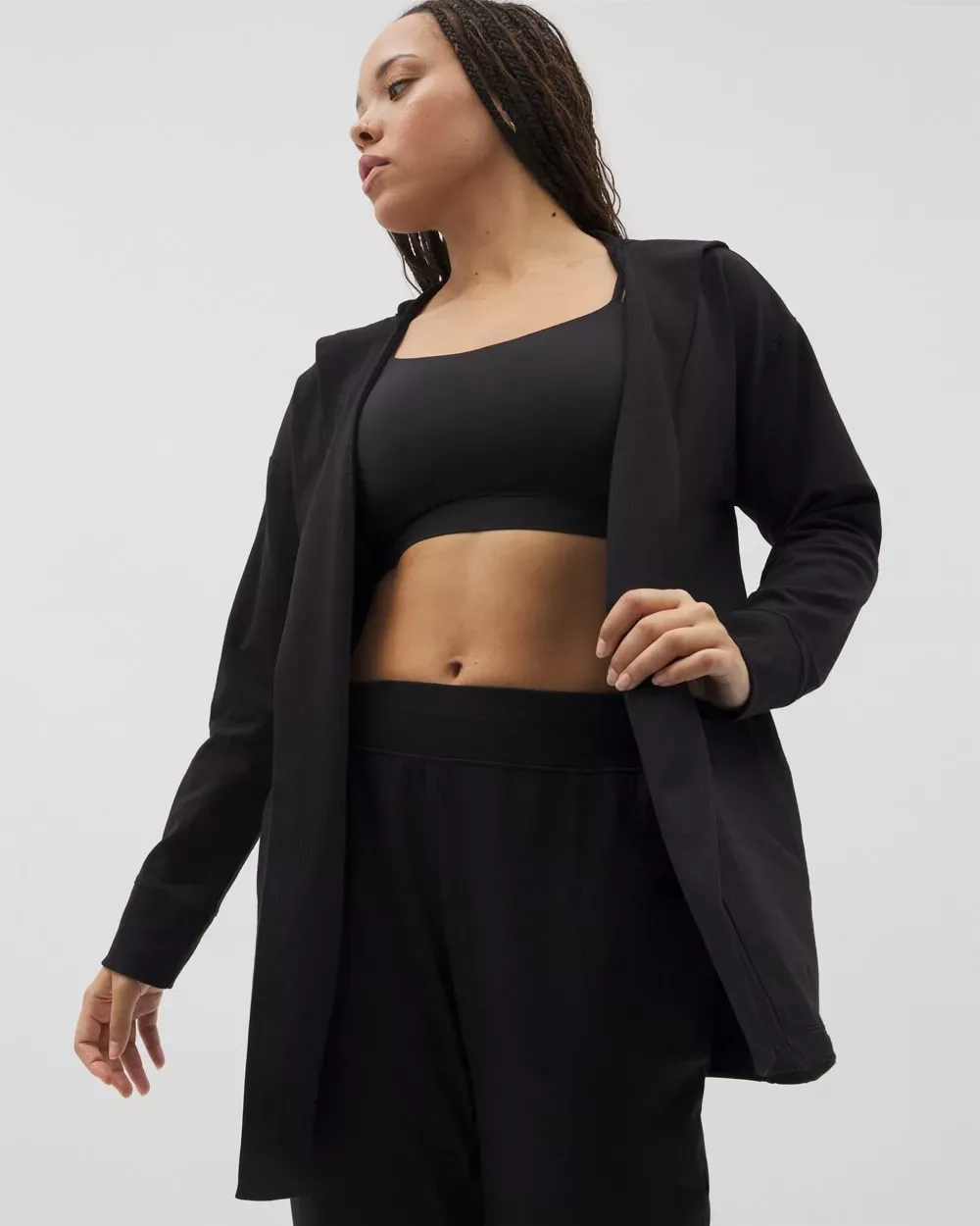 Women's Essential Terry Hooded Wrap in Black size XS   Soma Gifts For Mom - Women - Black - XS